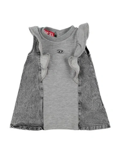 Diesel Newborn Girl Baby Dress Grey Size 3 Cotton, Polyester