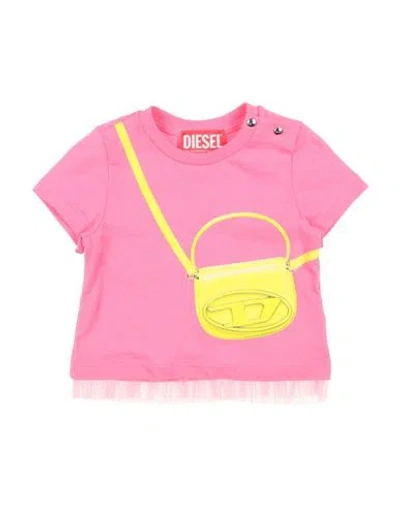 Diesel Babies'  Newborn Girl T-shirt Fuchsia Size 3 Cotton, Polyester In Pink