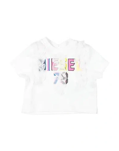 Diesel Babies'  Newborn Girl T-shirt White Size 3 Cotton, Viscose