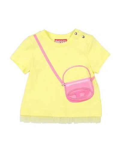 Diesel Babies'  Newborn Girl T-shirt Yellow Size 3 Cotton, Polyester