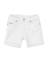 Diesel Babies'  Newborn Shorts & Bermuda Shorts White Size 3 Cotton, Elastane