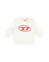 Diesel Newborn Sweatshirt Ivory Size 3 Cotton, Elastane In White