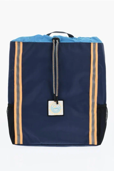 Diesel Nylon Backout Backpack With Drawstringed Closure In Blue