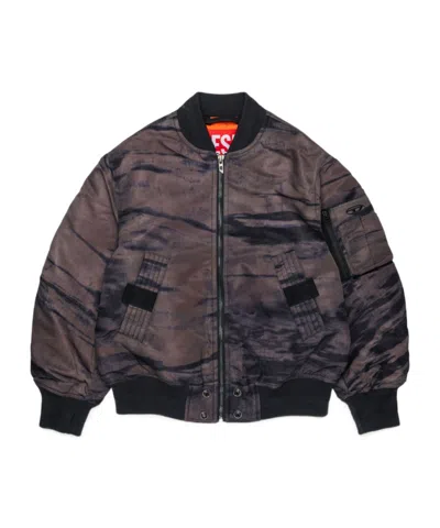 Diesel Nylon Bomber Jacket With Quilted Lining In Brown