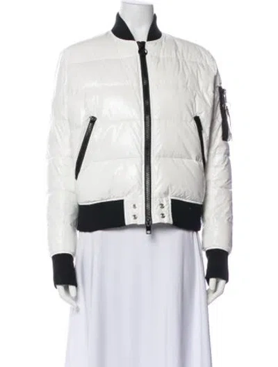 Pre-owned Diesel Nylon Colorblock Pattern Bomber Jacket In White