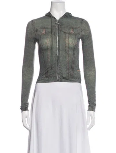Pre-owned Diesel Nylon Denim Jacket In Green