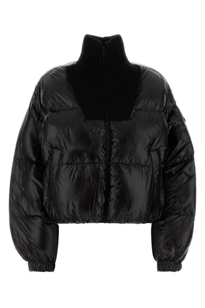 Diesel Nylon Down Jacket With Quilted Padding And Feather-down Warmth In Black