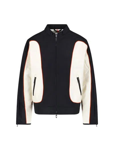 Diesel Nylon Jacket With Color Block And Piping Details In Black