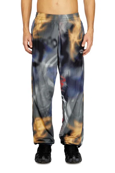 Diesel Nylon Pants With All-over Print In Multi