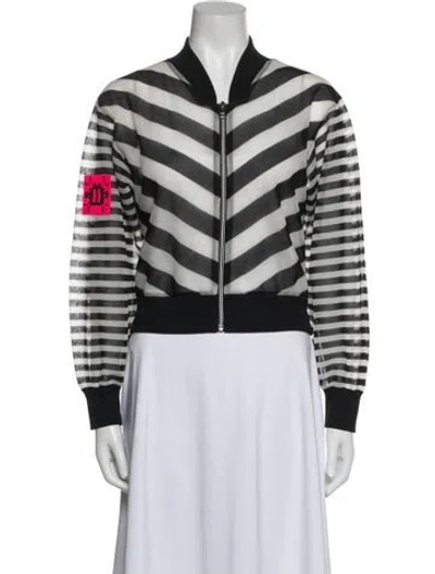 Pre-owned Diesel Nylon Striped Bomber Jacket In Black