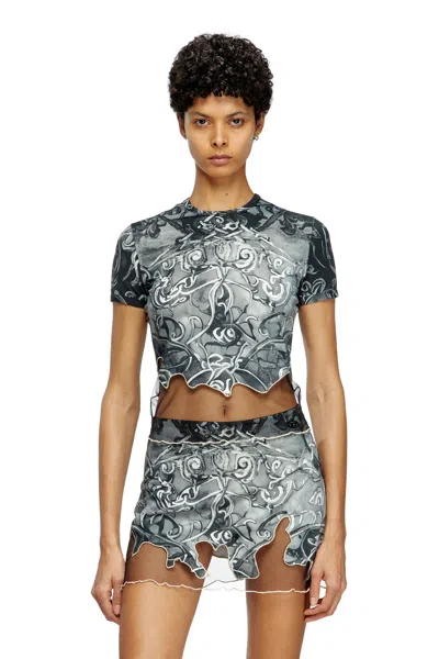 Diesel Nylon T-shirt With Heraldic Print
