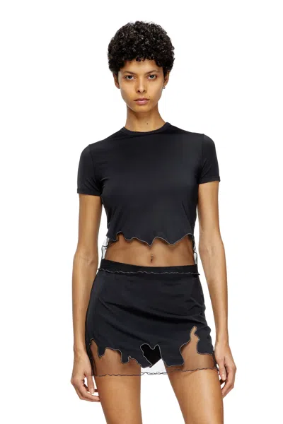 Diesel Nylon T-shirt With Tulle Insert