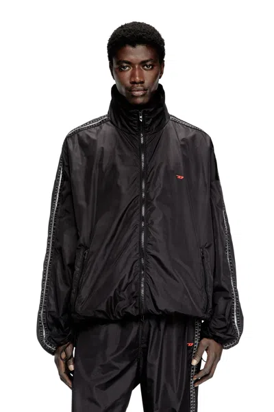 Diesel Nylon Track Jacket With Denim Bands In Tobedefined