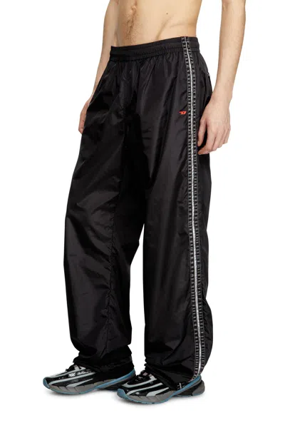 Diesel Nylon Track Pants With Side Bands In Tobedefined