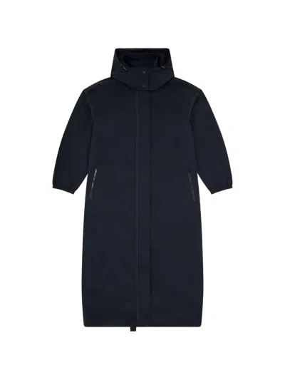 Diesel Nylon Trench Coat With Detachable Hood In Black