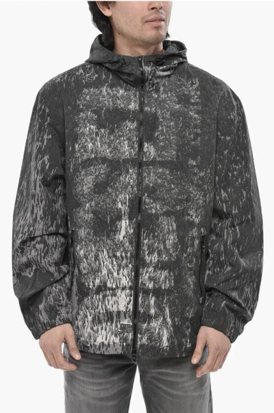 Diesel Nylon Windbreaker J-brick With Acid Wash Effect In Gray