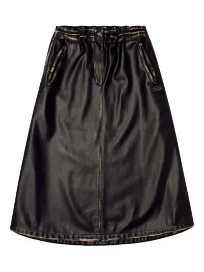 DIESEL O-BLIVION MIDI SKIRT WITH ELASTIC WAIST