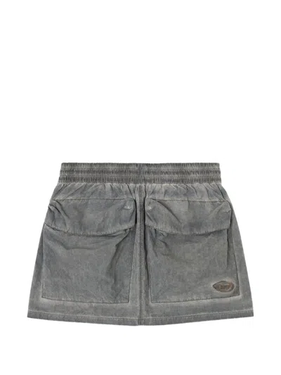 Diesel Nylon Mini Skirt With Maxi Pouch Pockets In Gray