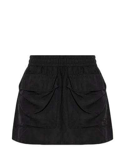 Diesel O-cean-s2 Pocket Drawstring Mini Skirt In Black
