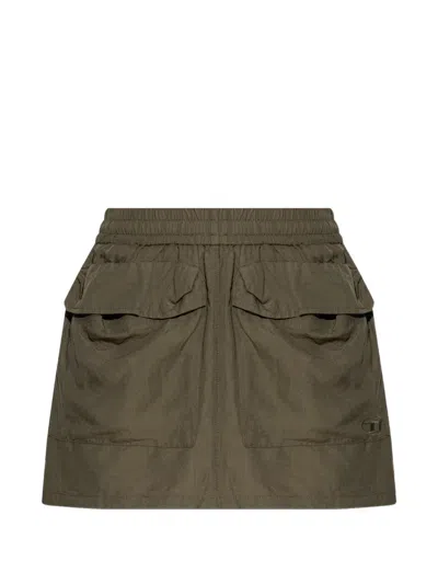 Diesel O-cean-s2 Pocket Elasticated Mini Skirt In Green