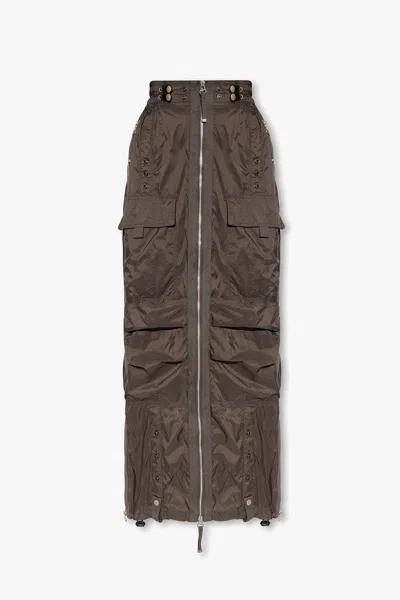 Diesel Long Skirt With Cargo Pockets In Verde