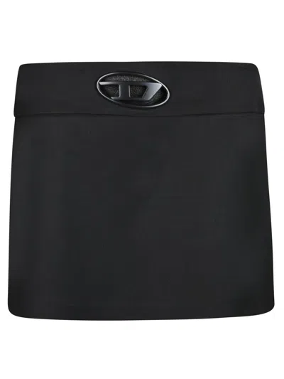 Diesel O-dixy Wool Blend Mini Skirt In Black