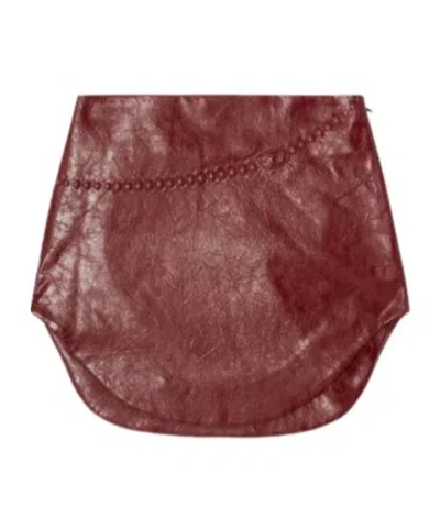 Diesel Coated Miniskirt With Embossed Motif In Burgundy