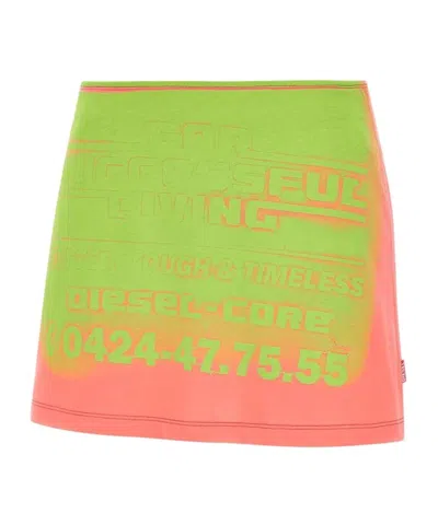 Diesel O Hun Cotton Mini Skirt In Multi