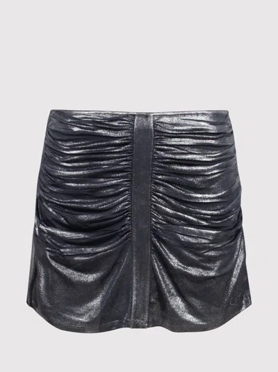 Diesel O-iama Metallic Jersey Miniskirt In Blue