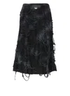 Diesel O-jal Distressed Cotton Midi Skirt In Black