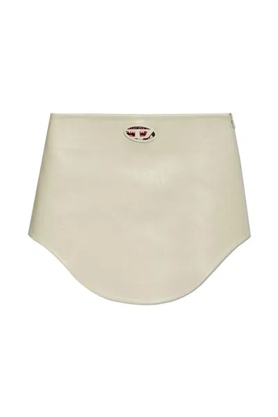 Diesel O-limpo Logo Cut Out Skirt In Beige