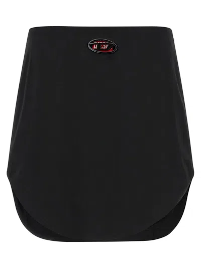 Diesel Logo Plaque O Livery Skirt In Black