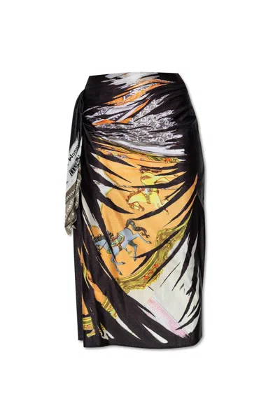 DIESEL O-PARY BANDANA PRINT DRAPED SKIRT