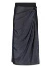 Diesel Draped Midi Skirt With Chintz Finish In Black  
