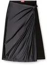 Diesel Draped Midi Skirt With Chintz Finish In Black