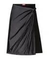 Diesel Draped Midi Skirt With Chintz Finish In Black