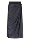 Diesel Draped Midi Skirt With Chintz Finish In Deep/black