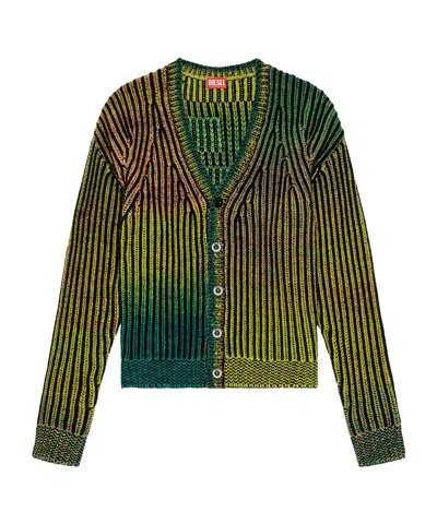 Diesel Oakland Ribbed Cardigan In Green