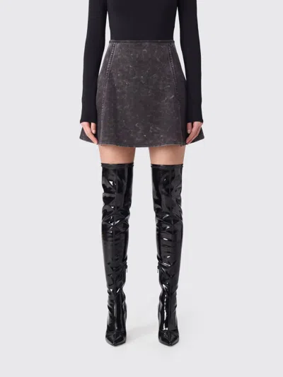 Diesel O-erina High-waisted A-line Polyurethane Mini Skirt With Off-center Zip In Black