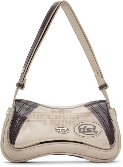 Diesel Womens Play Faux-leather Shoulder Bag Light Gray