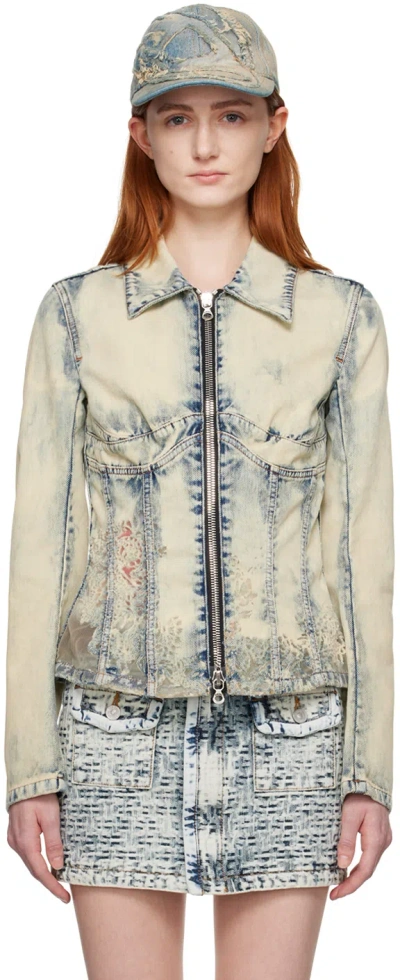 Diesel De-slimmy-re Cropped Denim Jacket In 01
