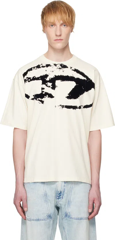 Diesel T-shirt With Distressed Flocked Logo In White