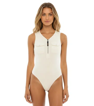 Diesel T-bordet Ribbed Bodysuit In Neutral