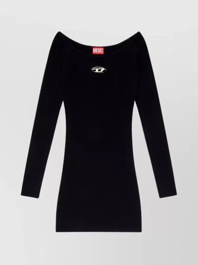 DIESEL OFF-SHOULDER LONG SLEEVE RIBBED DRESSES