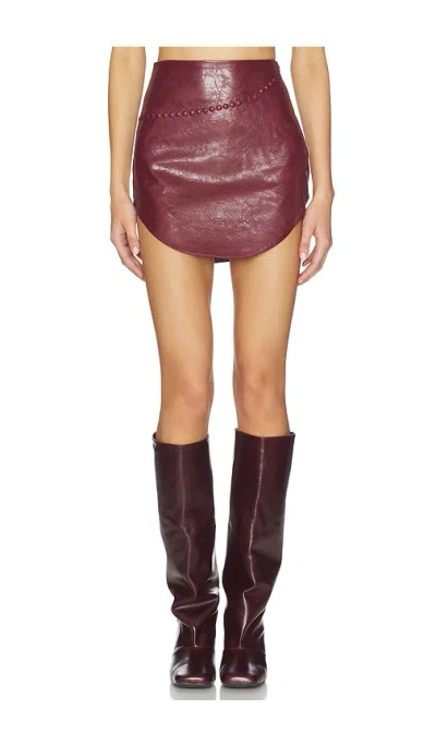 Diesel Coated Miniskirt With Embossed Motif In Burgundy