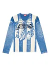 Diesel Oliba Stripe-print V-neck Sweater In Blue