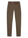 Diesel High-waisted Green Trousers With Streamlined Silhouette In Brown