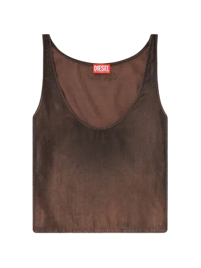Diesel Ombre-effect Cropped Top In Brown