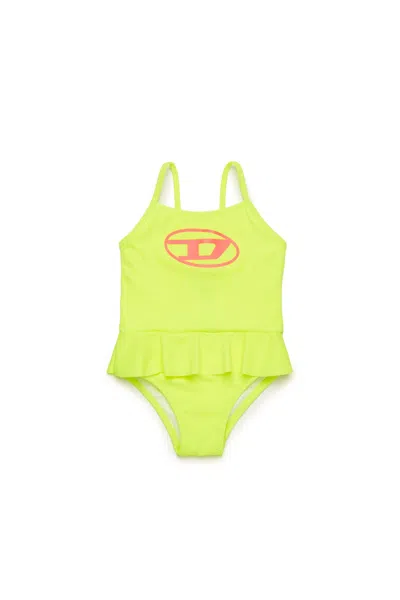 Diesel One-piece Swimsuit With Ruffles In Yellow
