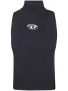 Diesel Black Tank Top With D Logo Cut-out In Ribbed Jersey Woman In Black
